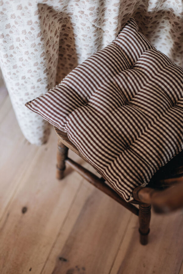 Brown Gingham Handwoven Chair Cushion